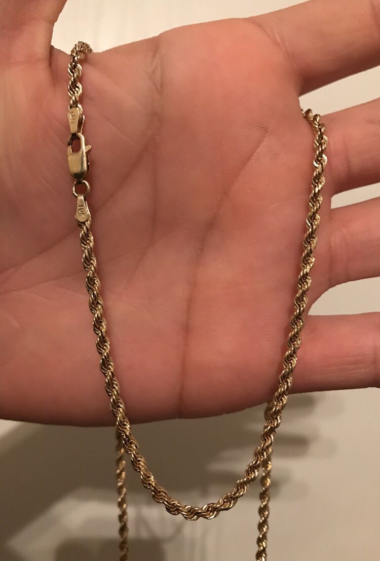 Real 10k Yellow Gold Diamond Cut Rope Chain 7.6 Grams 2.5mm