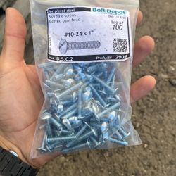 100 Pack Machine screws, Combo truss head, Zinc plated steel, #10-24 x 1"