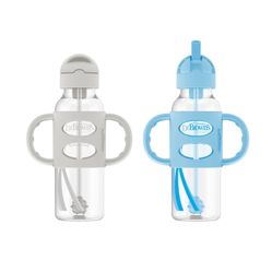 Dr. Brown's Milestones Narrow Sippy Straw Bottle, Spill-Proof Weighted