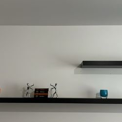 Espresso color floating shelves