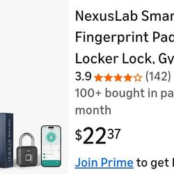 NexusLab Smart Fingerprint Padlock, Locker Lock, Gym Lock with TUYA App Control, IP67 Waterproof, 10 Fingerprints, Stainless Steel Shackle 