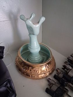 Antique jewelry holder 24kt gold paint