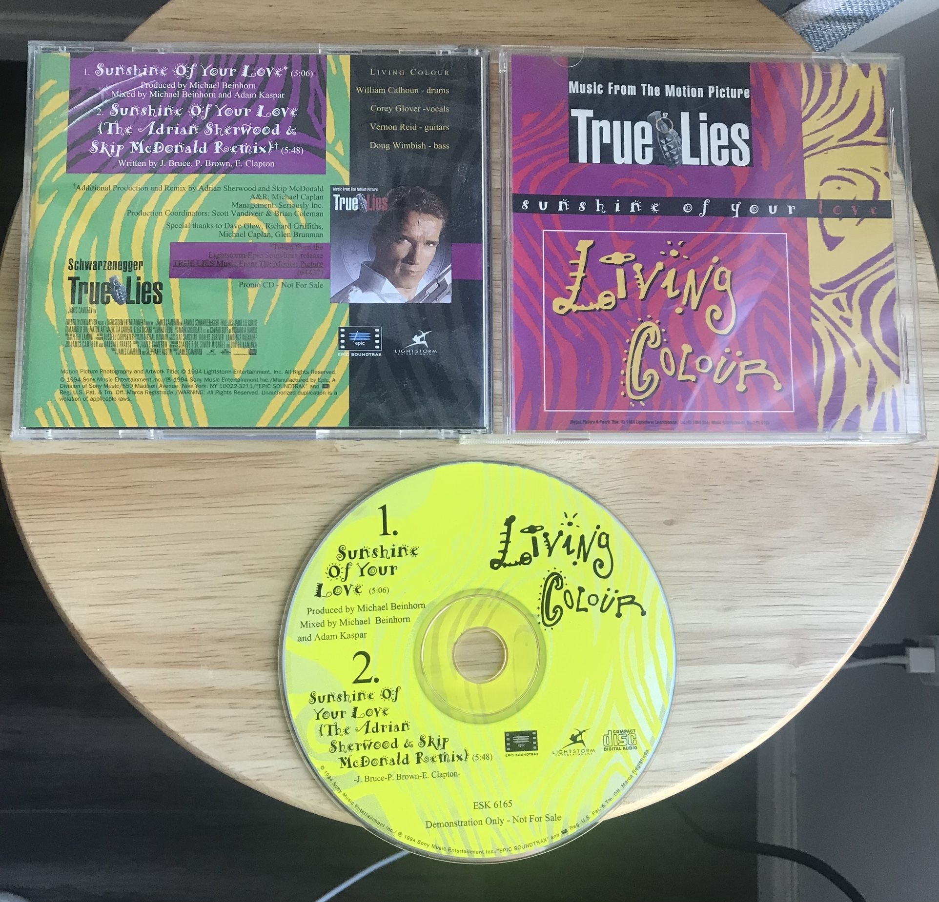 TRUE LIES/LIVING COLOUR SUNSHINE OF YOUR LOVE PROMOTIONAL CD SINGLE