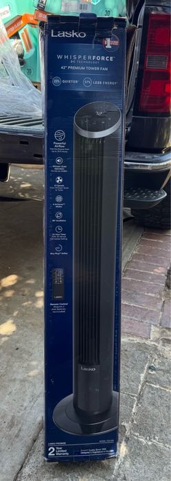 Lasko 42” Oscillating 12-Speed DC Tower Fan with Remote