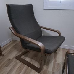 Armchair With Footrest Ottoman Poang Chocolate Brown 