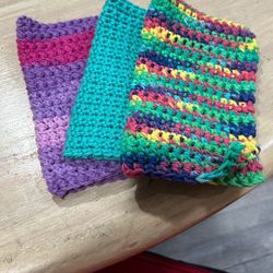3 Pack Of Crocheted Dishcloths 