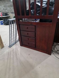 Solid Wood Loft / Bunk Bed with Built-In Storage Drawers & Mattresses
