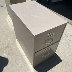 Heavy Duty Steel Dark Tan/brown Two Drawer Filing Cabinet