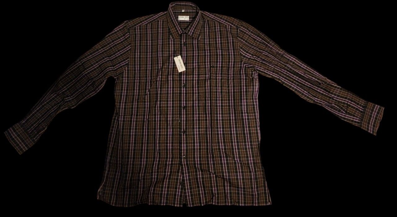 Georg Roth Germany Men's Brown Multicolored Plaid Button-Down Shirt XL