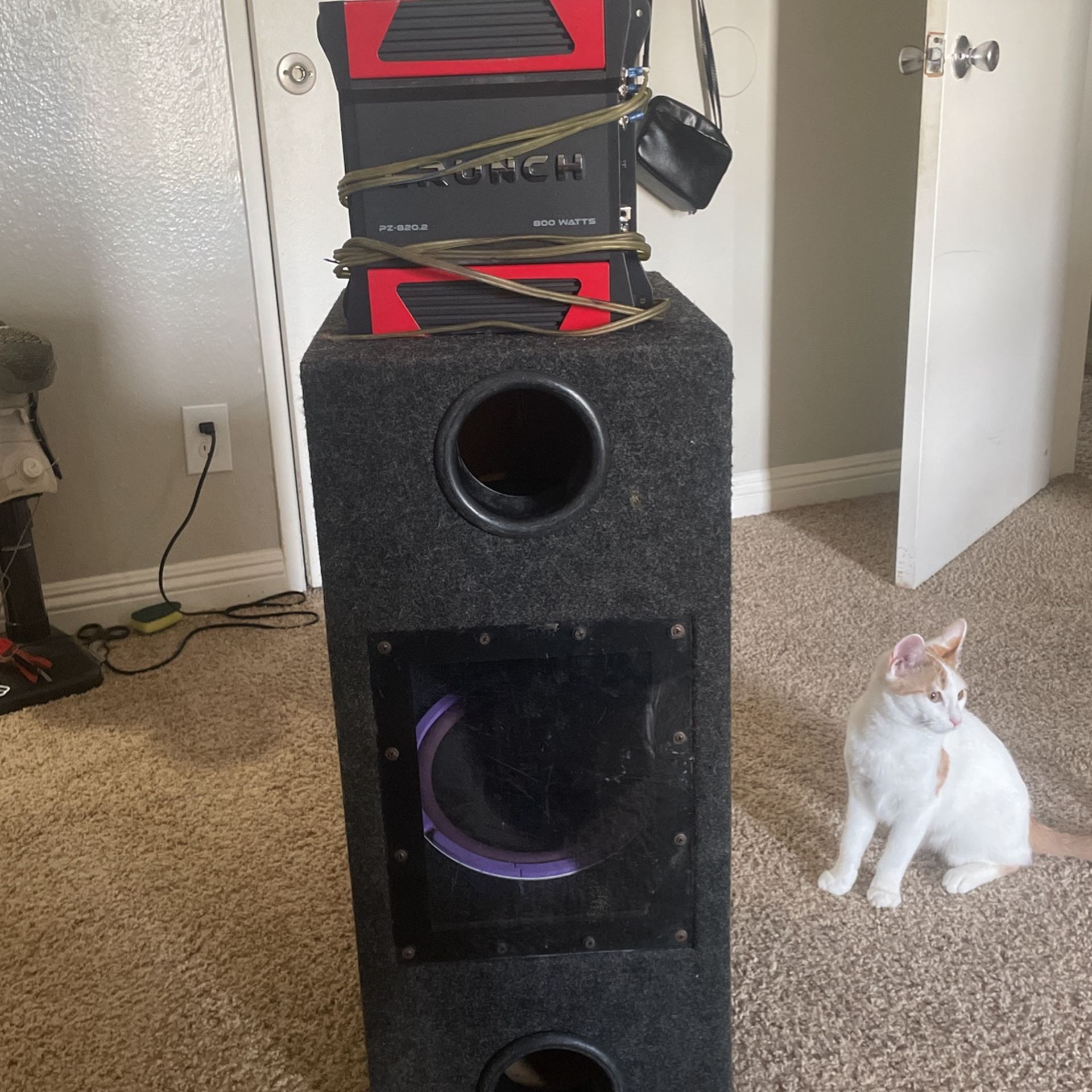 Dual Subs In Box With Amplifier 