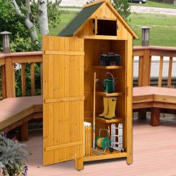 NEW Natural 30.3"L X 21.3"W X 70.5"H Outdoor Storage Cabinet Tool Shed Wooden Garden