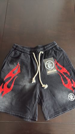 Hellstar Flame Shorts Black Red