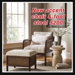 New Accent Chair & Stool by Threshold $200 only 1 original price $360 East Palmdale 