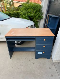 Blue Desk with hutch