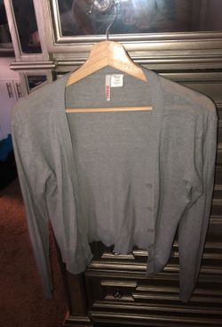 Gray cardigan sweater
