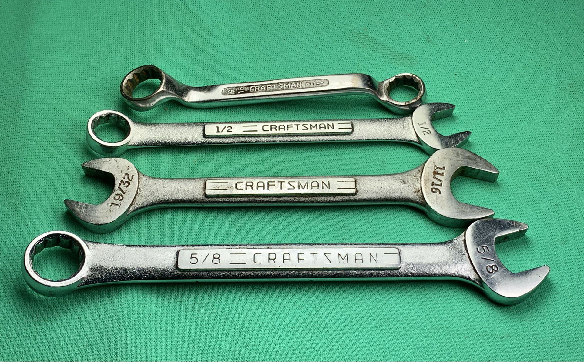 4 Vintage Craftsman Wrenches Open-End; Box End; Different Age Series & Sizes