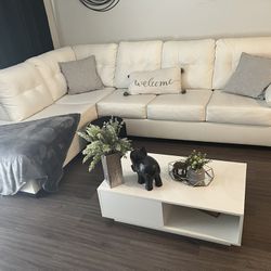 WHITE LEATHER COUCH! L Shape 