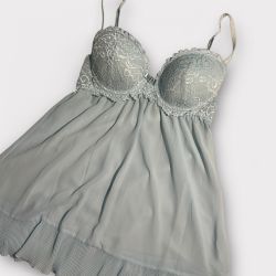 Baby blue babydoll with ruffle trim Y2K Seductive wear by cinema etolie  