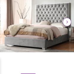 King Grey Tuffed Headboard 