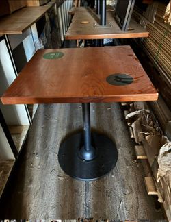 7 Wood Top Pedestal Cafe Table