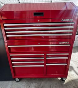 Husky Standard Duty 42 in. x 18 in. D 12-Drawer Red Rolling Tool Chest Combo