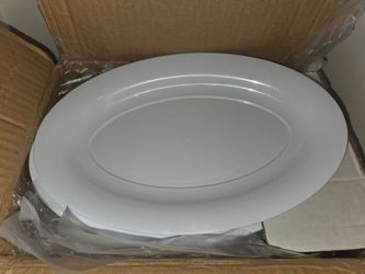 48pcs Plastic White Oval Tray Plate 8x12 New (Price Is Firm)
