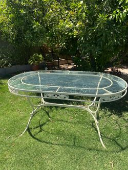 Rusell Woodard Vintage Patio Glass Table
