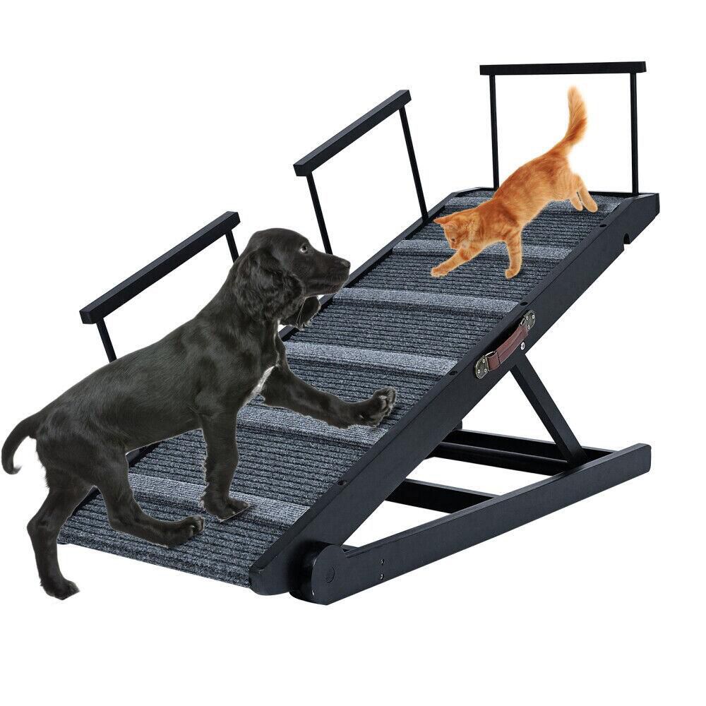 Adjustable Dog Ramp with Rails Pet Ramp for Pet Gear & Paw Traction Mat