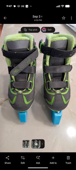 Kids Ice Skates Gray and Green