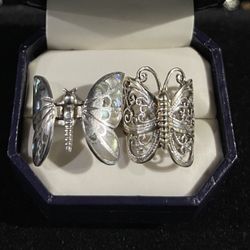 Sterling Silver Butterfly Ring Set 