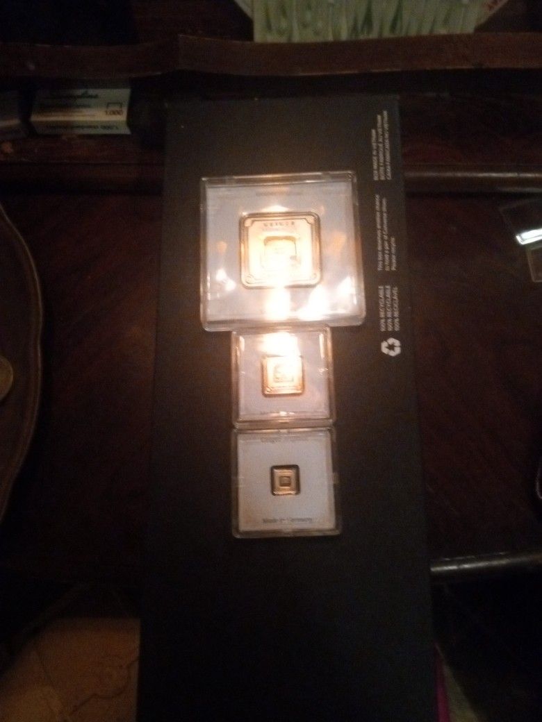 50 G: 5G: 1G, Three Piece Fine Silver Made In Germany 