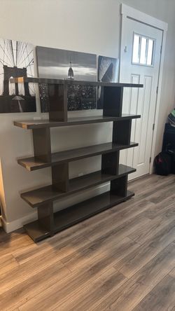 Slate Gray Modern Bookshelf 5-Tier