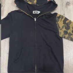 Bape 1St Camo Sleeve Shark Zip Up Hoodie