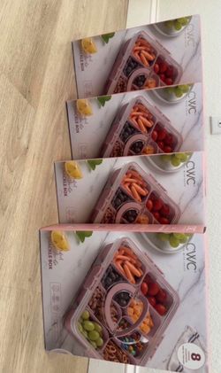 2 For $15 Compartment Snackle Box, Charcuterie Container, Divided Serving Tray with Lid & Handle
