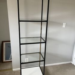 Metal Shelving Unit With Glass Shelves 