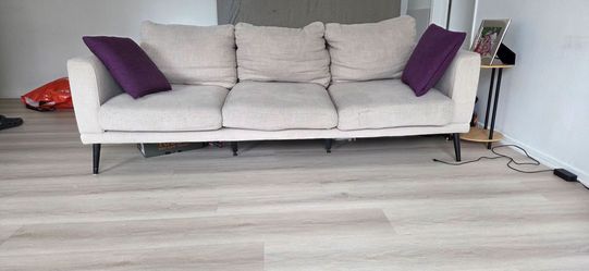 3-Seater Fabric Sofa with Black Legs