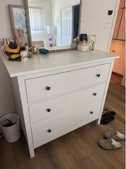 Dresser - white, three drawers, fully built, no damage