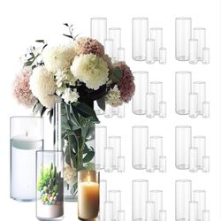 Set of 45 Pcs Glass Hurricane Candle Holders