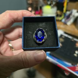 Size 10 Sapphire Stainless Steel Ring