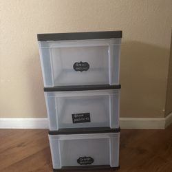 3 Drawer plastic container storage bins