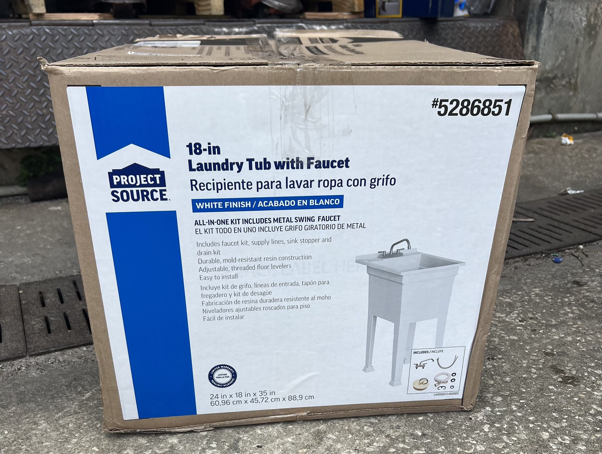 Freestanding Utility Tub Sink with Quick Connect Drain, 18 X 24", White - (open Box