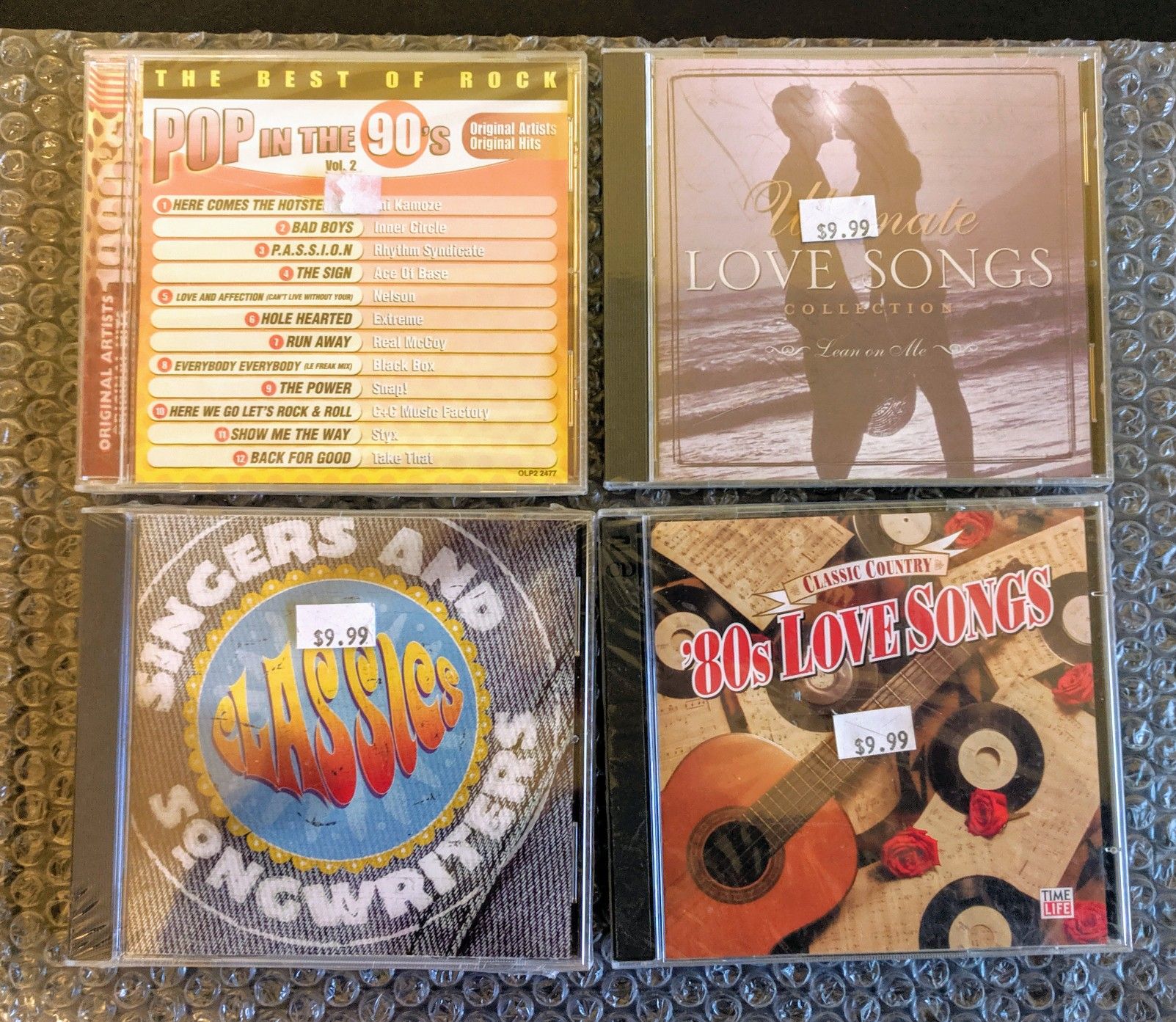 (4XCD) Pop in the 90s, Ultimate Love Songs, Classic Country 80s Love Songs, Singer Songwriter Classics (New/Sealed) Time Life Music