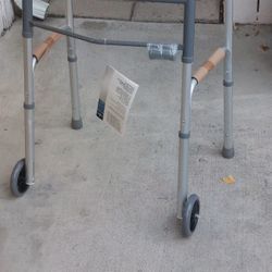 Deluxe Two Button Folding Walker with 5" Wheels