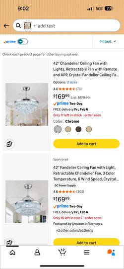 Crystal ceiling fan