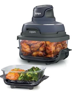 Arecovas 4-in-1 Portable Glass Air Fryer, 140-400°F Precise Heat, Max Crisp Technology, 4.2QT & 1.6QT Dual Containers with Lids, Freezer & Dishwasher