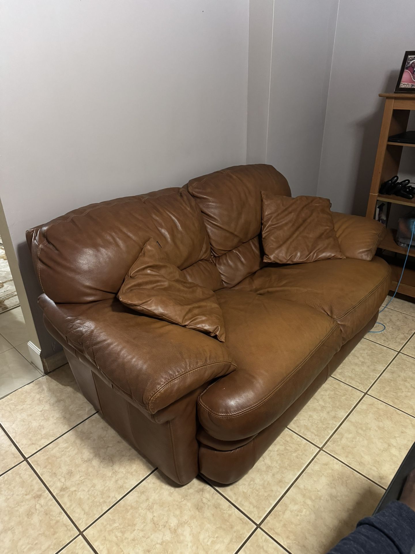 Two Set Brown Couch leather