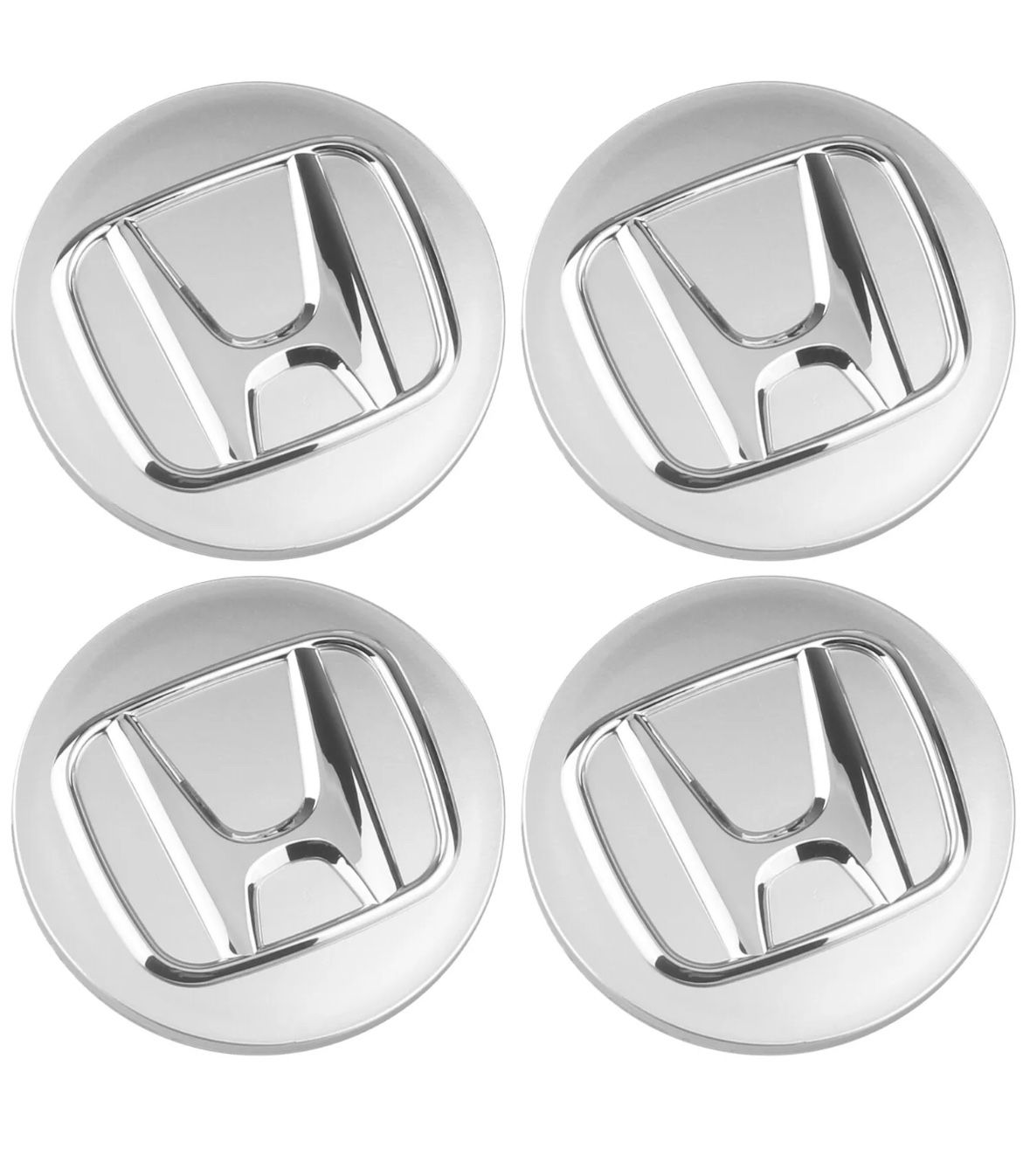 Set of 4 Honda Silver Wheel Rim Center Caps Chrome Logo 69MM/2.75