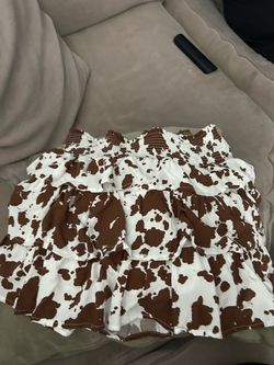 Cow Print Tiered Mini Skirt