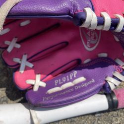 Female Tee Ball Glove And Bat