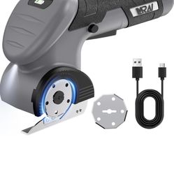 Cordless Electric Scissors, 2000mAh Fast Charging Rechargeable Fabric Cutter with Replaceable Blades, Box Cutter for Cloth, Cardboard, Plastic, Leathe